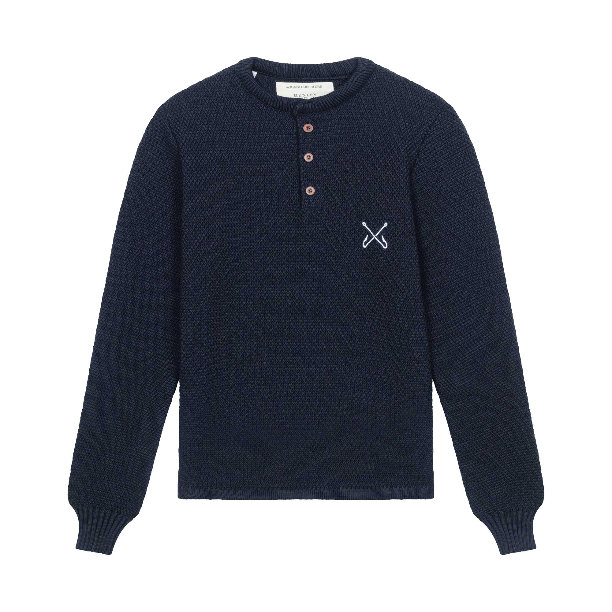 BRIGAND DES MERS Henley en Laine Mérinos Black Sam Henley Mérinos Black Sam - Laine Recyclée