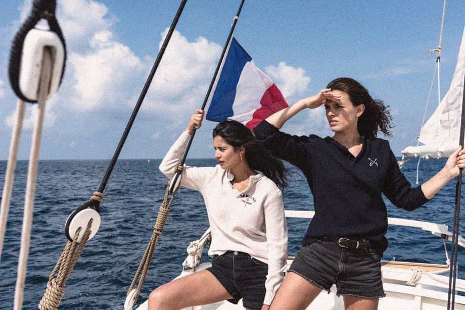 BRIGAND DES MERS Henley en Laine Recyclée Black Sam - Écru Henley en Laine Recyclée Black Sam Écru