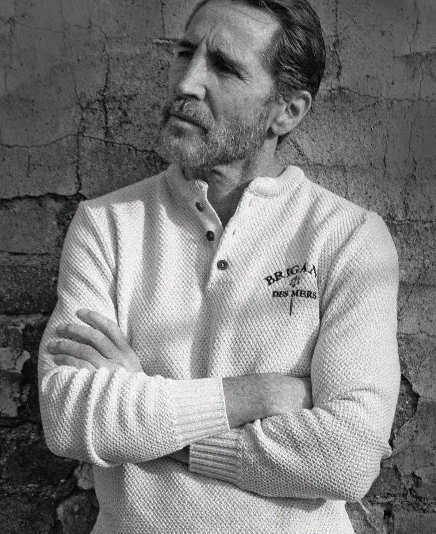 BRIGAND DES MERS Henley en Laine Recyclée Black Sam - Écru Henley en Laine Recyclée Black Sam Écru eco-friendly