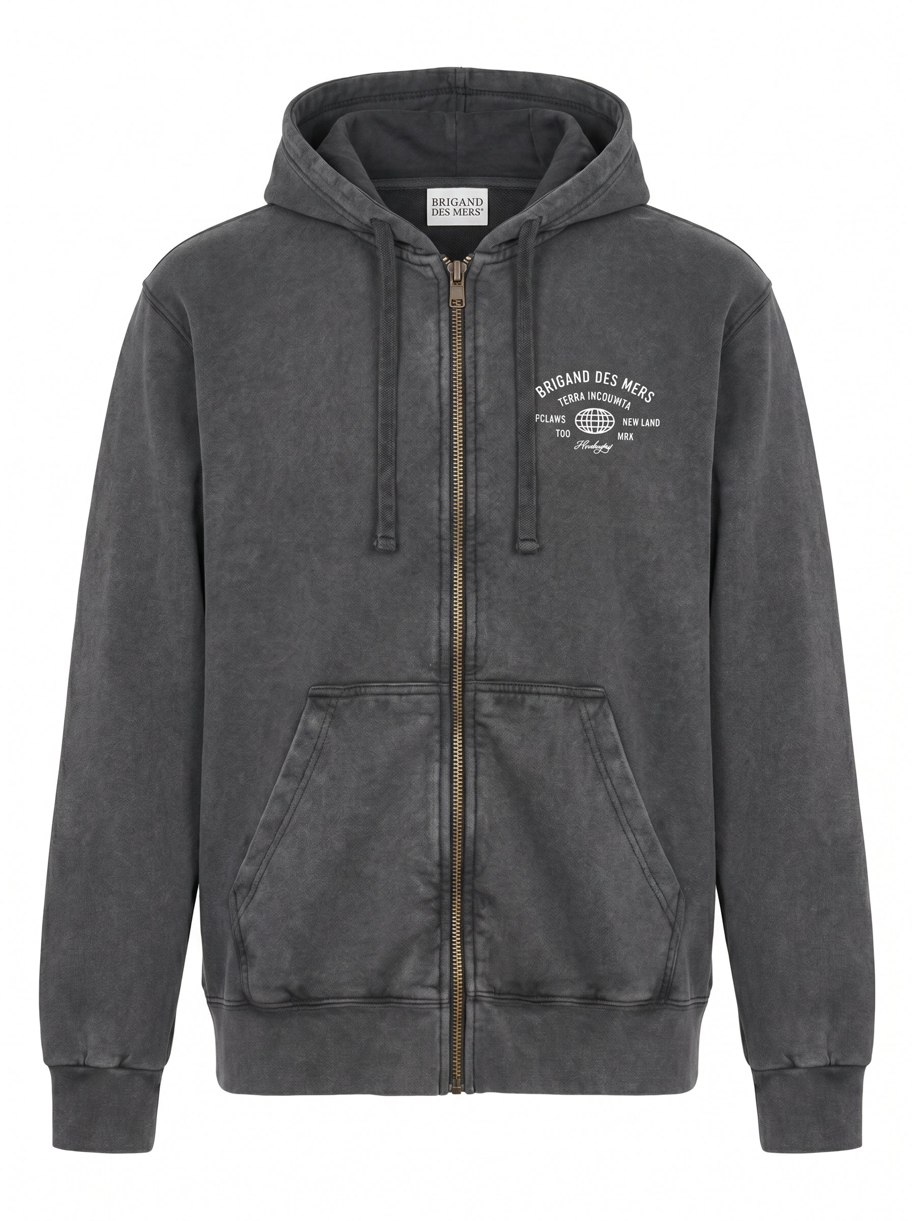 BRIGAND DES MERS Hoodie Terra Incognita Sweat Zippé Homme | Coton Bio Anthracite | Hoodie