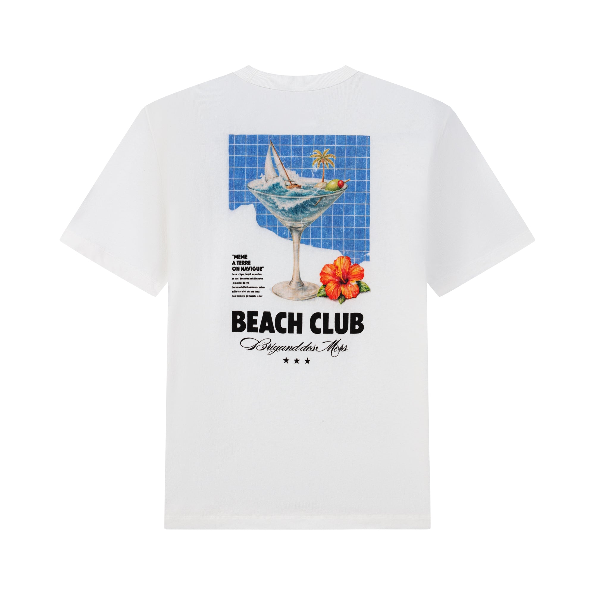 BRIGAND DES MERS T-shirt Beach Club T-shirt Graphique Homme Épais 300 g/m² | Coton Recyclé Off White