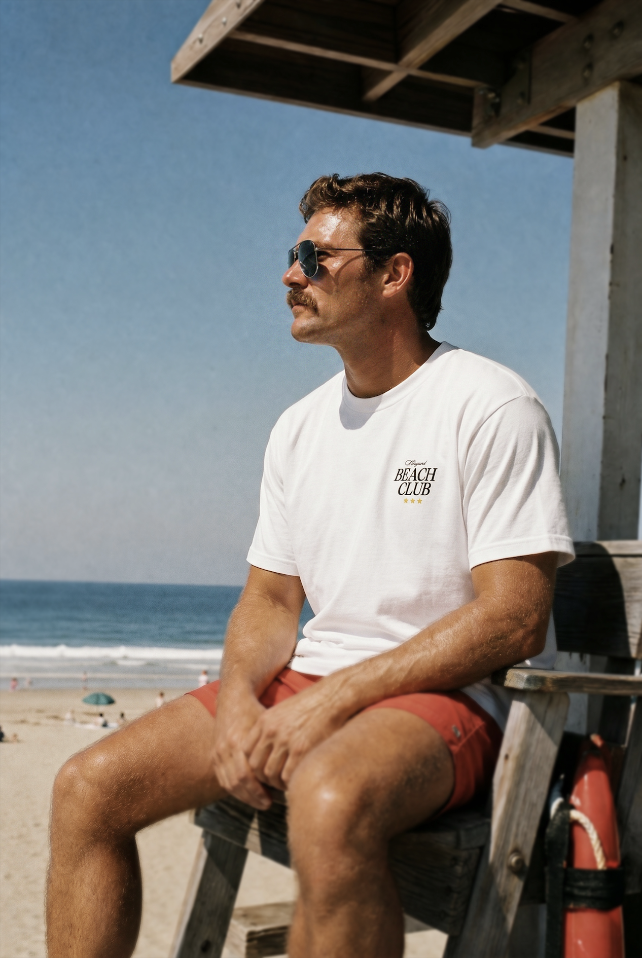 BRIGAND DES MERS T-shirt Beach Club T-shirt Graphique Homme Épais 300 g/m² | Coton Recyclé Off White