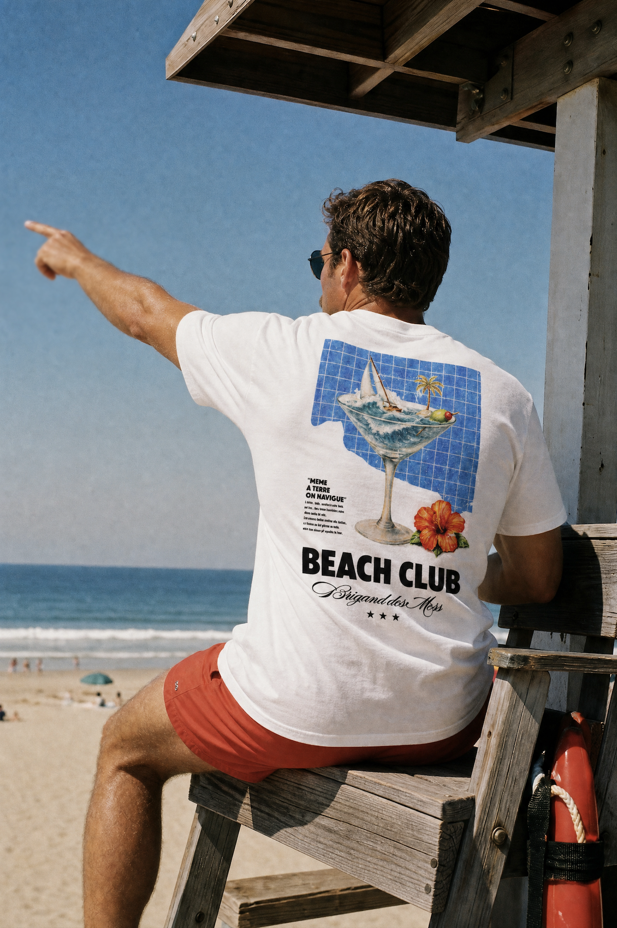 BRIGAND DES MERS T-shirt Beach Club T-shirt Graphique Homme Épais 300 g/m² | Coton Recyclé Off White