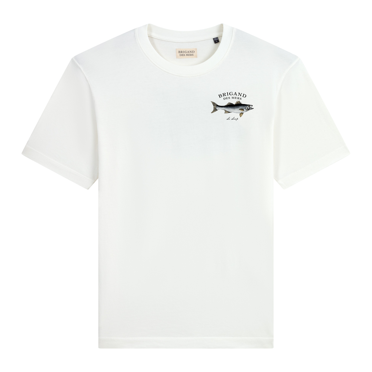 BRIGAND DES MERS T-shirt Le Loup T-shirt Homme Coton Bio | T-shirt Marin Blanc | Le Loup