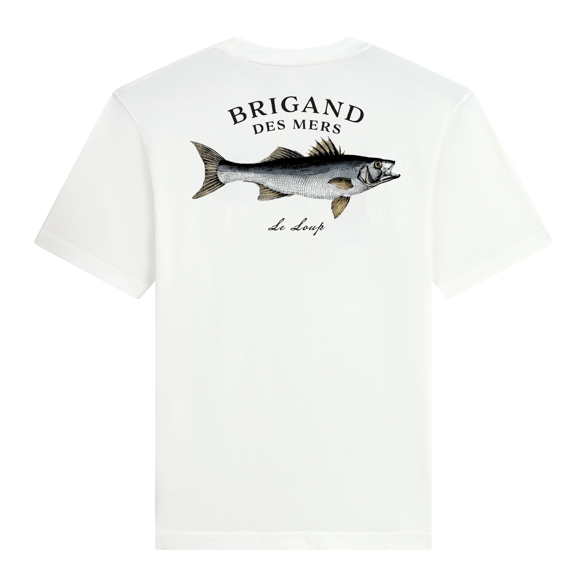BRIGAND DES MERS T-shirt Le Loup T-shirt Homme Coton Bio | T-shirt Marin Blanc | Le Loup