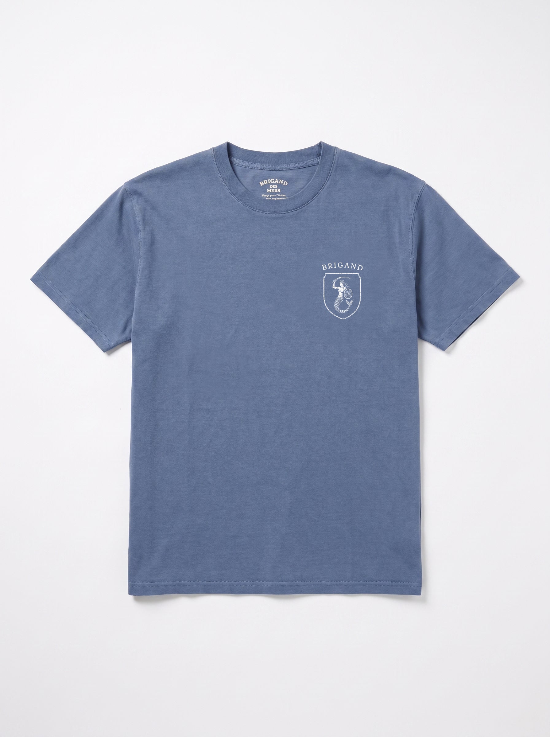 BRIGAND DES MERS T-Shirt Sirène T-shirt Sirène en Coton Bio 340g | Teinture Naturelle | Bleu Vintage