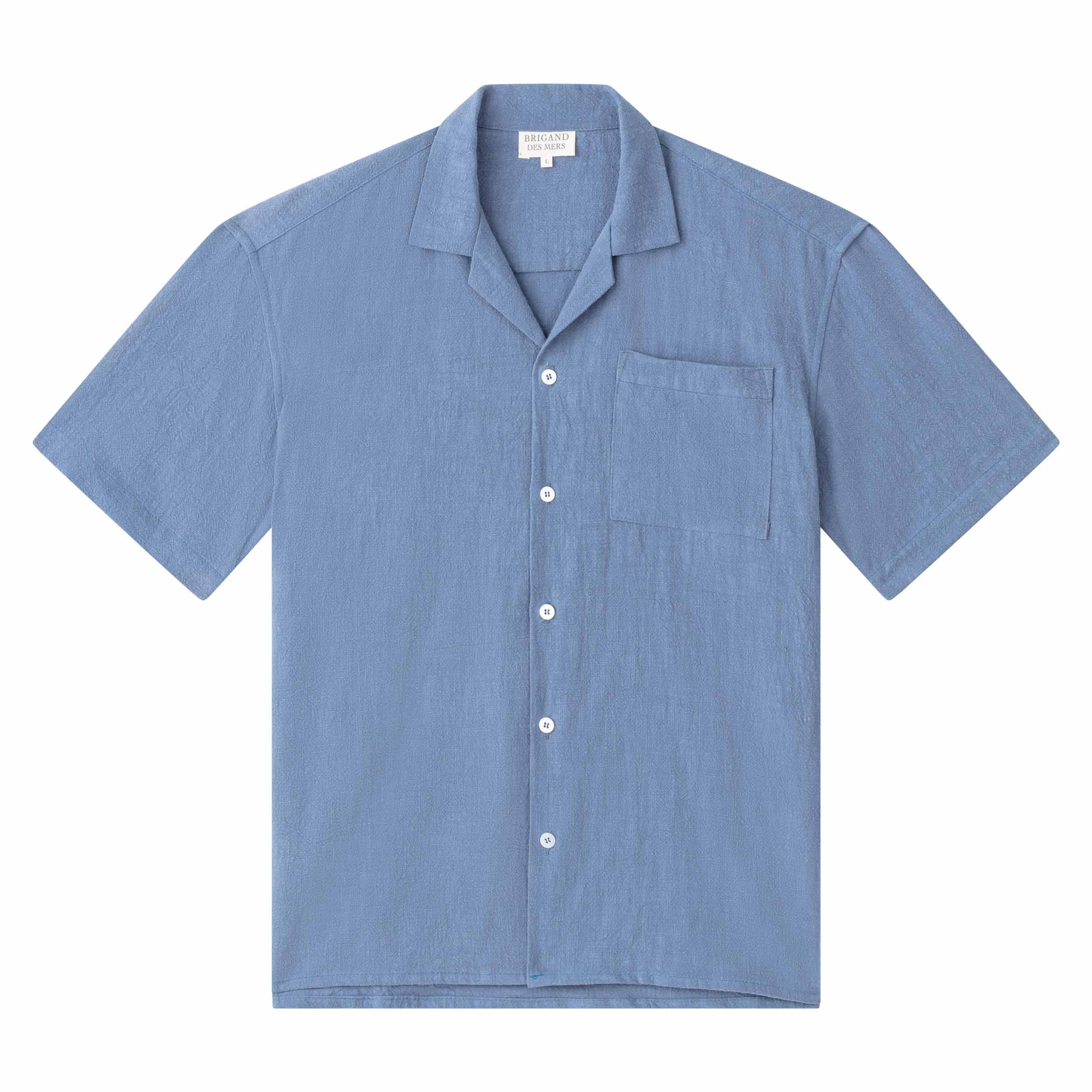 BRIGAND DES MERS S / Bleu Chemise manches courtes en Lin Flint