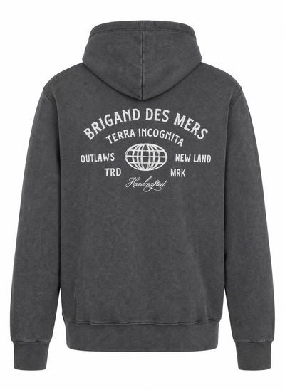BRIGAND DES MERS Hoodie Terra Incognita Sweat Zippé Homme | Coton Bio Anthracite | Hoodie