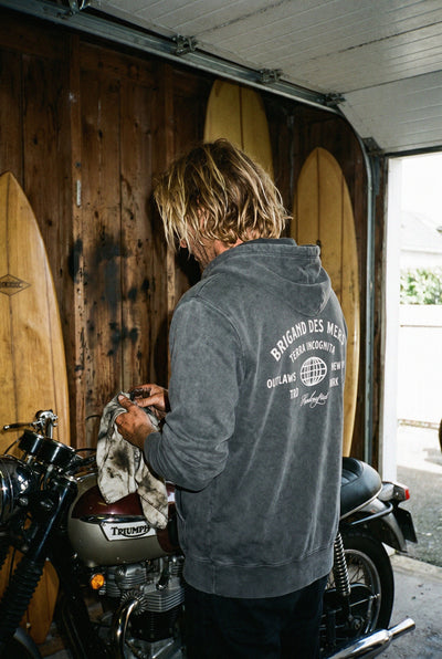 BRIGAND DES MERS Hoodie Terra Incognita Sweat Zippé Homme | Coton Bio Anthracite | Hoodie