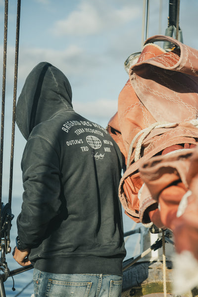 BRIGAND DES MERS Hoodie Terra Incognita Sweat Zippé Homme | Coton Bio Anthracite | Hoodie