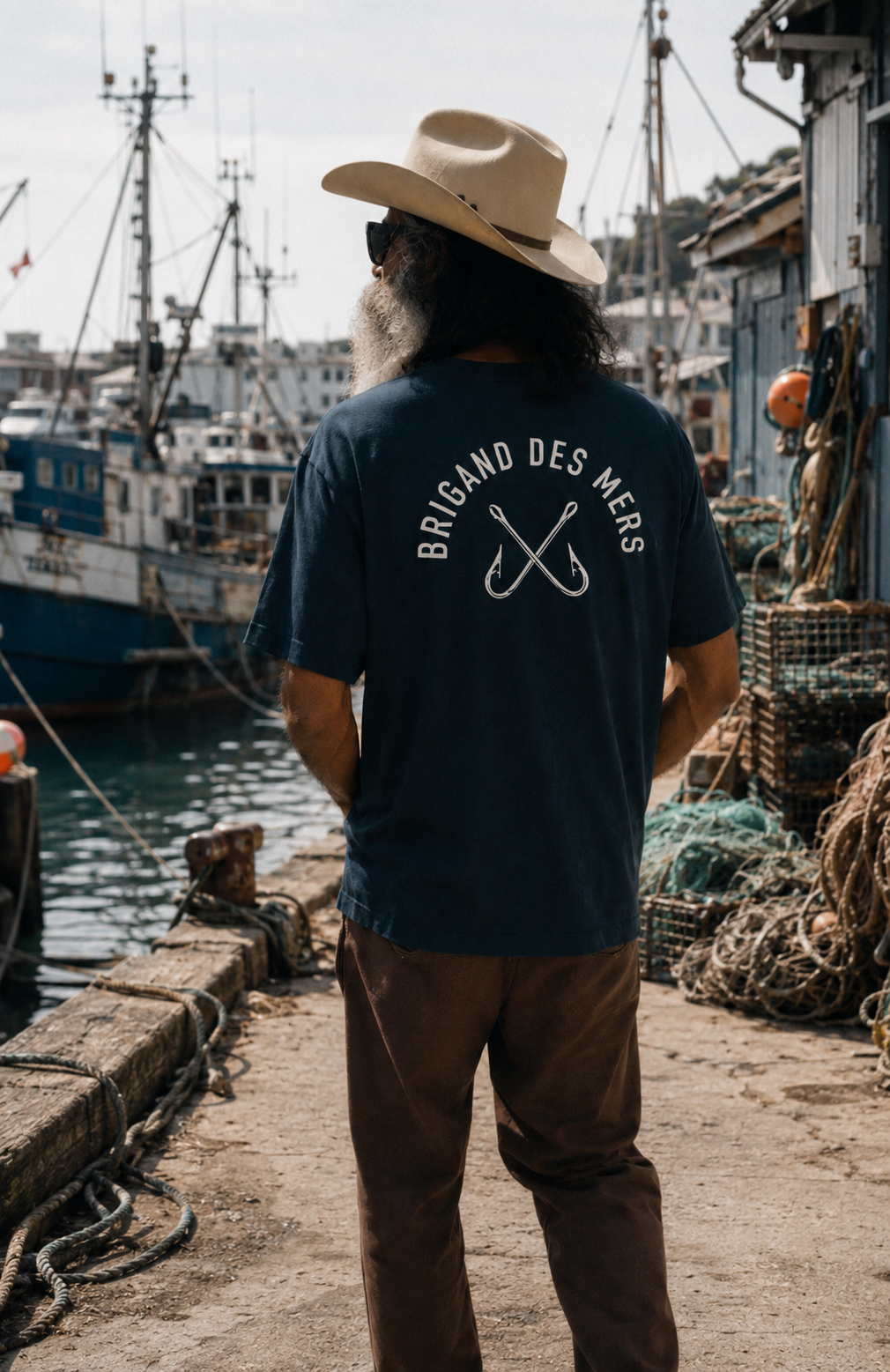 BRIGAND DES MERS T-shirt Hook Classic T-shirt Coton Bio Épais 250g | Logo Hameçon | Portugal
