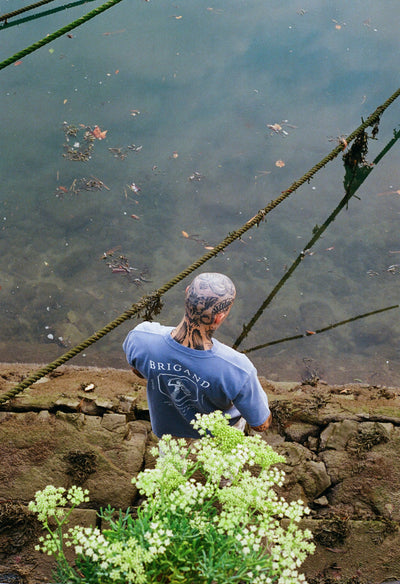 BRIGAND DES MERS T-Shirt Sirène T-shirt Sirène en Coton Bio 340g | Teinture Naturelle | Bleu Vintage